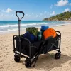 LEAN Składany wózek ogrodowo-plażowy transportowy czarny 120L