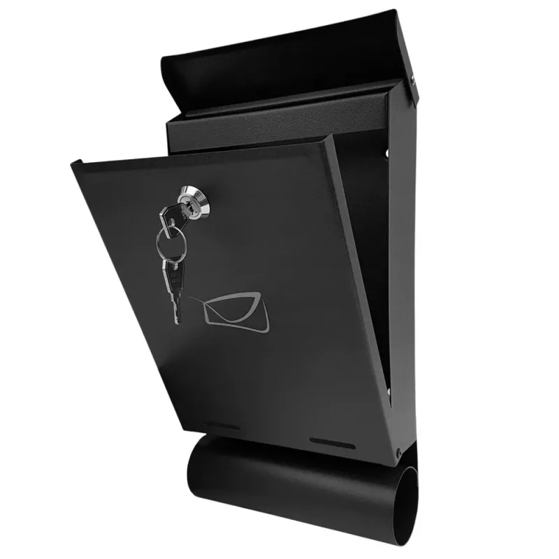 Skrzynka pocztowa LEAN na listy i gazety, czarna stal ocynkowana, 32,5x22,5x9,5 cm