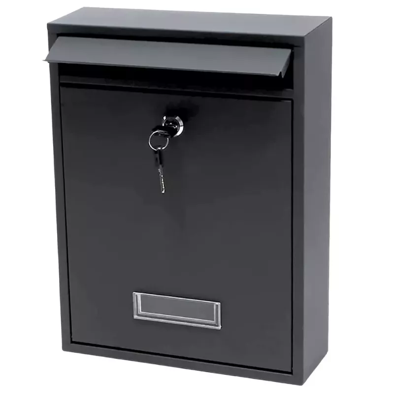 Skrzynka pocztowa LEAN na listy, stal ocynkowana, czarna, 32x21,5x8,5 cm