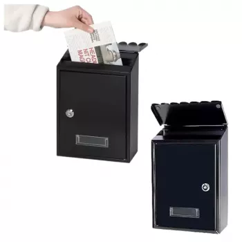 Skrzynka pocztowa LEAN na listy, stal ocynkowana, czarna, 26,5x18,5x6,5 cm