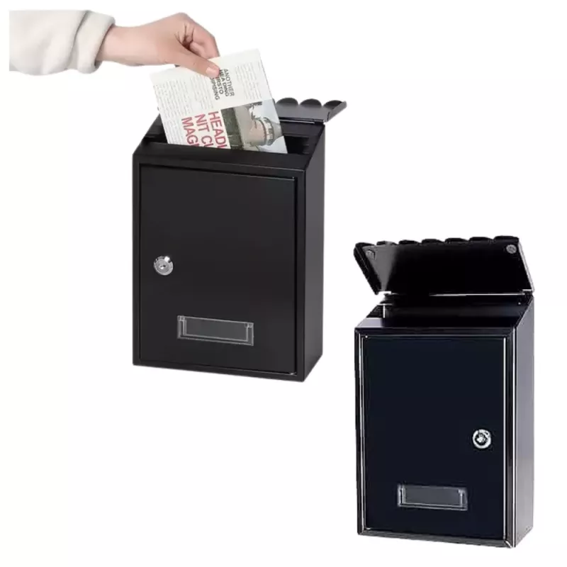 Skrzynka pocztowa LEAN na listy, stal ocynkowana, czarna, 26,5x18,5x6,5 cm