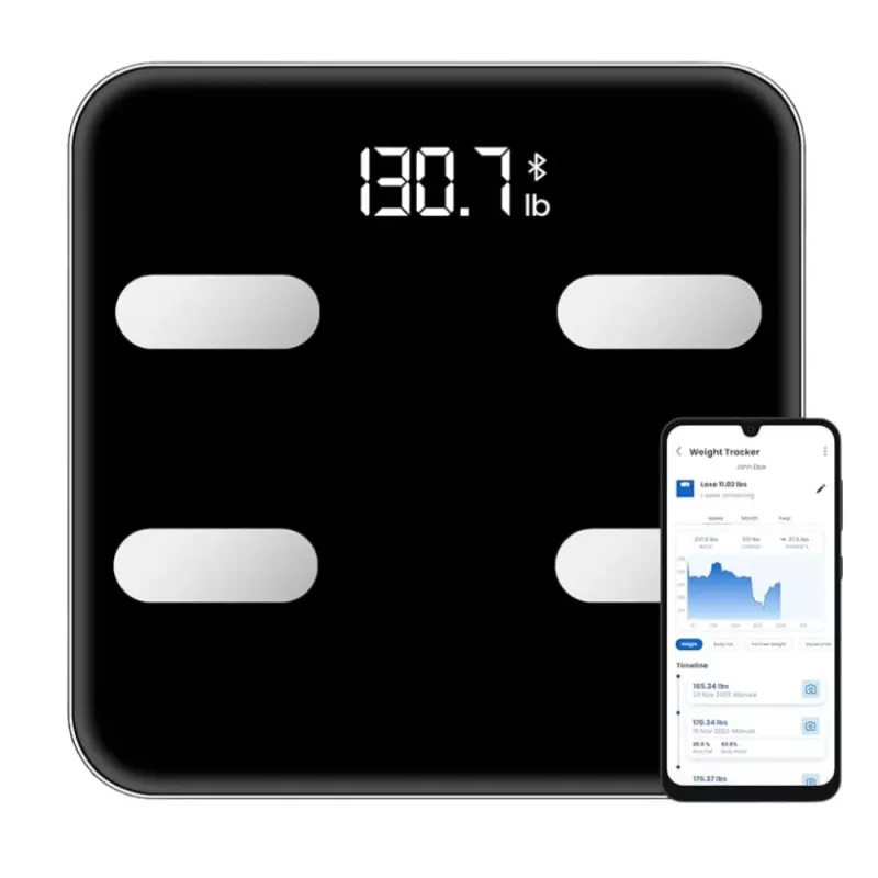 LEAN Elektroniczna Waga Łazienkowa z Funkcją Smart Bluetooth, Aplikacja BMI BMR