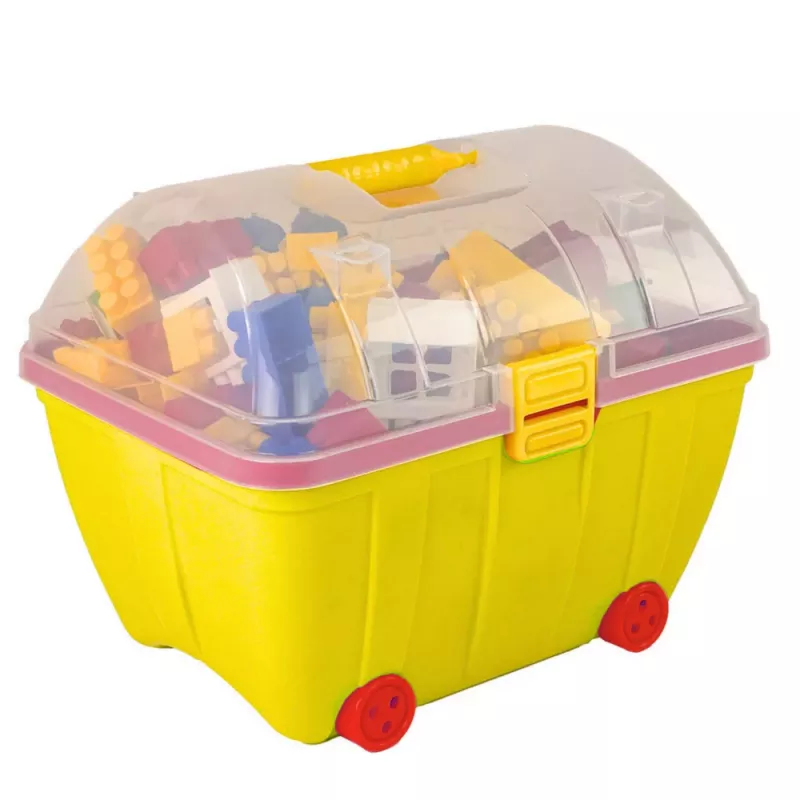 HEMAR Little Chest of Coloured Blocks K2 - 100-częściowy zestaw drewnianych klocków z pojemnikiem