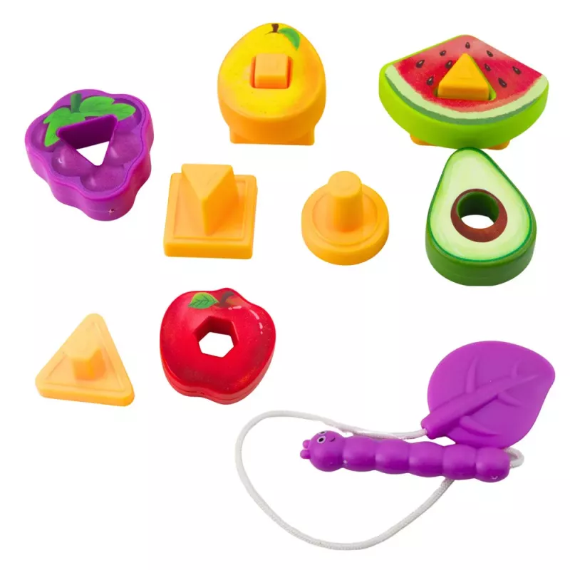 LEAN TOYS Układanka Edukacyjna Dla Dzieci Geometryczne Owoce Przeplatanie