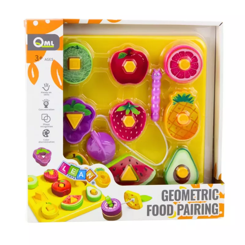 LEAN TOYS Układanka Edukacyjna Dla Dzieci Geometryczne Owoce Przeplatanie