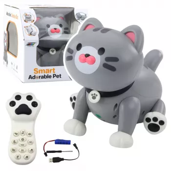 LEAN TOYS Interaktywny Robot Kotek Zdalnie Sterowany RC Szary