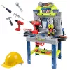 LEAN TOYS Stół majsterkowicza 2w1 Walizka z narzędziami Śrubokręt Kask 133 elementy