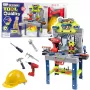 LEAN TOYS Stół majsterkowicza 2w1 Walizka z narzędziami Śrubokręt Kask 133 elementy