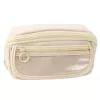 LEAN Pencil Case School Kit, Expandable, Roomy, Cream, Beige, 20x10cm