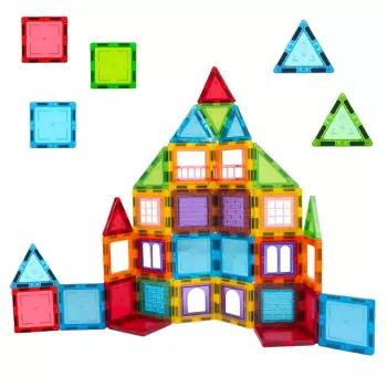LEAN TOYS 3D Magnetyczne Klocki Konstrukcyjne Puzzle Kolorowe 45 szt.