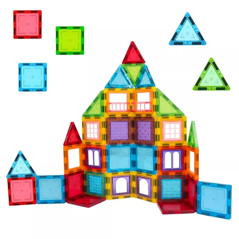 LEAN TOYS 3D Magnetyczne Klocki Konstrukcyjne Puzzle Kolorowe 45 szt.