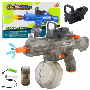 LEAN TOYS Elektryczny Pistolet na Wodę M416 z Podświetlanym Celownikiem 450 ml 8-10 m