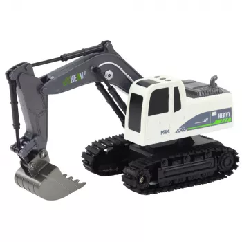 LEAN TOYS Zdalnie Sterowana Koparka Gąsienicowa RC z Światłami i Dźwiękami, Biała, Skala 1:24