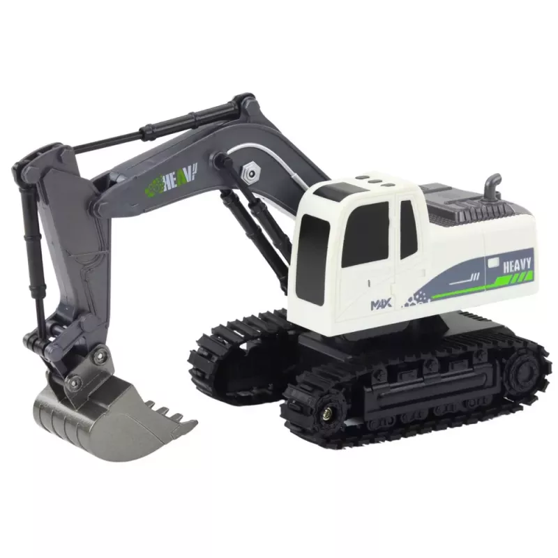 LEAN TOYS Zdalnie Sterowana Koparka Gąsienicowa RC z Światłami i Dźwiękami, Biała, Skala 1:24
