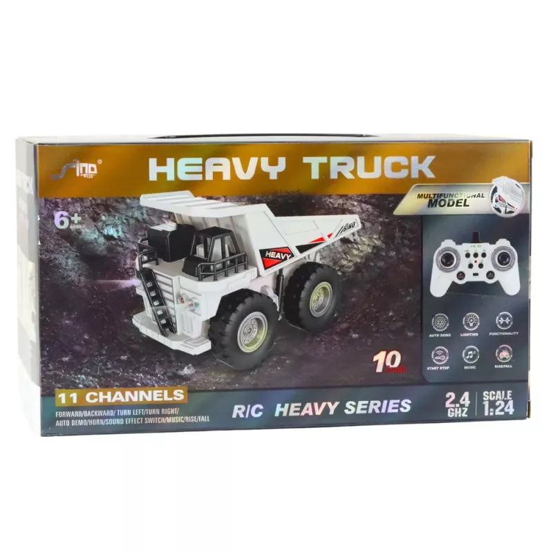 LEAN TOYS Zdalnie Sterowana Koparka Gąsienicowa RC z Światłami i Dźwiękami, Biała, Skala 1:24