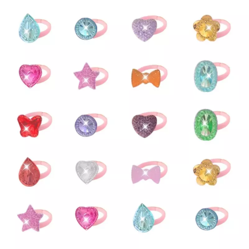 LEAN TOYS Beauty Set Children's Rings Colored Diamonds 50 pcs.