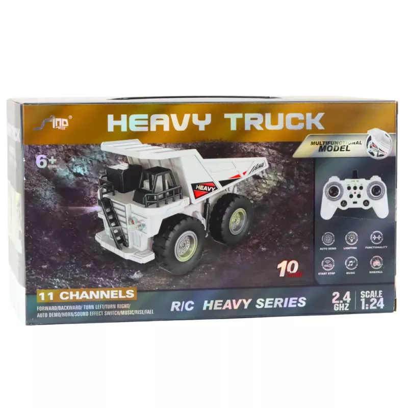 LEAN TOYS RC Wywrotka zdalnie sterowana z światłami i dźwiękami Biała 1:24