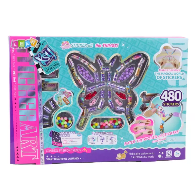 LEAN TOYS Kreatywny zestaw do tworzenia biżuterii Koraliki 480 naklejek