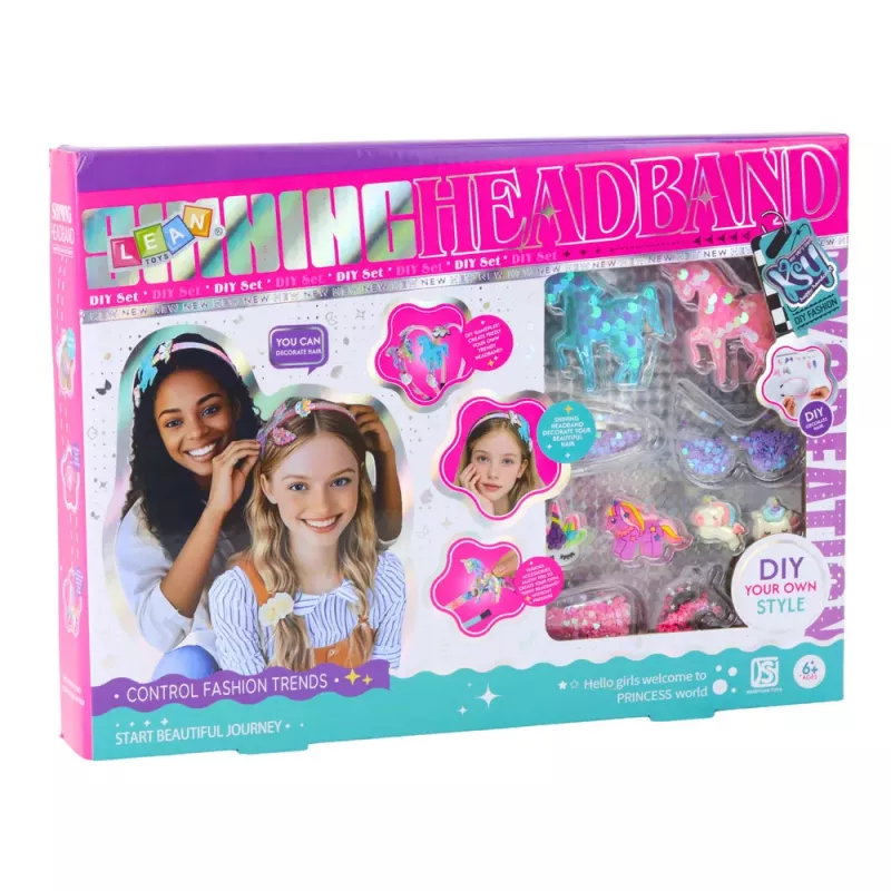 LEAN TOYS Zestaw kreatywny DIY do tworzenia opasek jednorożca z błyszczącymi ozdobami