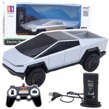 Samochód zdalnie sterowany Double E RC Pickup Truck z diodami LED, srebrny, 1:16, 4WD, 2,4 GHz