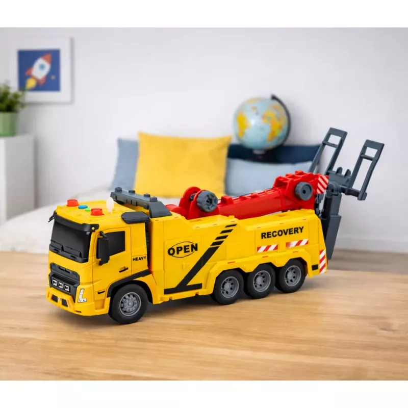 LEAN TOYS Samochód Laweta Pomoc Drogowa Hak Platforma Światła Dźwięki 1:16