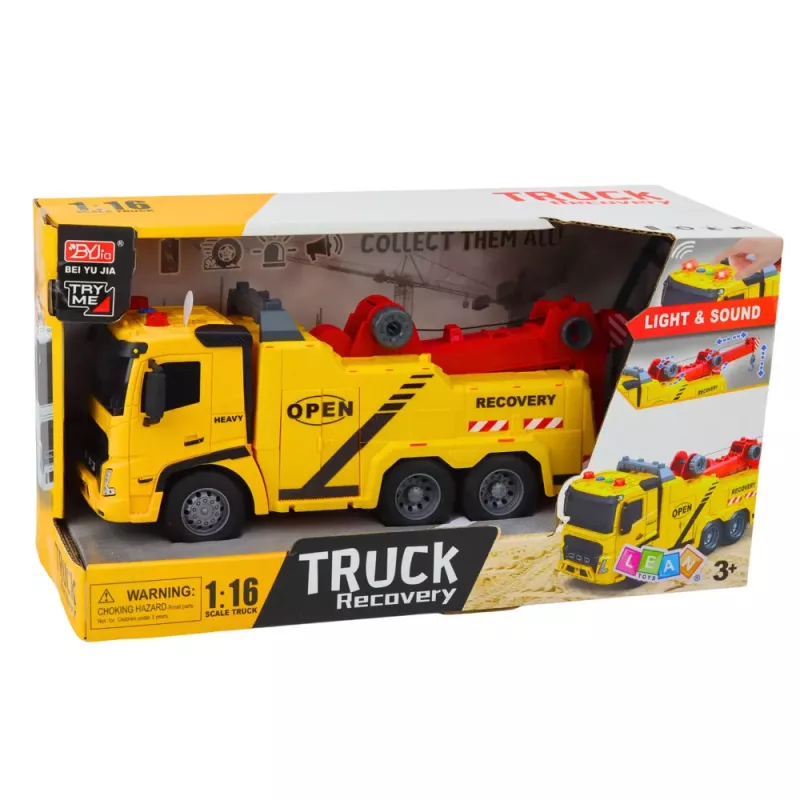LEAN TOYS Samochód Laweta Pomoc Drogowa Hak Platforma Światła Dźwięki 1:16
