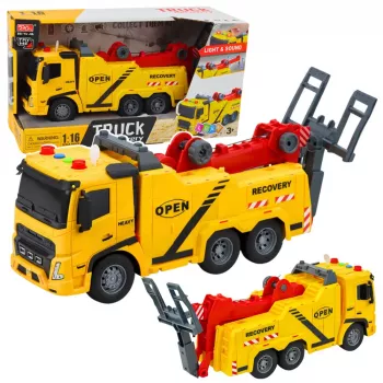 LEAN TOYS Samochód Laweta Pomoc Drogowa Hak Platforma Światła Dźwięki 1:16
