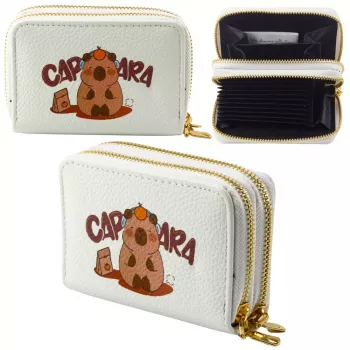 LEAN Two-Compartment Wallet with Card Compartments Kapybara White 12.5 x 8.5 cm