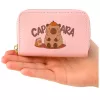 Portfel LEAN dwukomorowy z przegródkami na karty Capybara Pink 12,5 x 8,5 cm