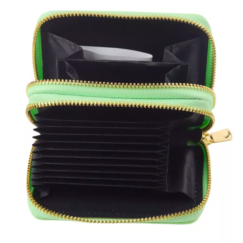 Portfel LEAN dwukomorowy z kieszeniami na karty Kapybara Green 12,5 x 8,5 cm