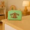 Portfel LEAN dwukomorowy z kieszeniami na karty Kapybara Green 12,5 x 8,5 cm