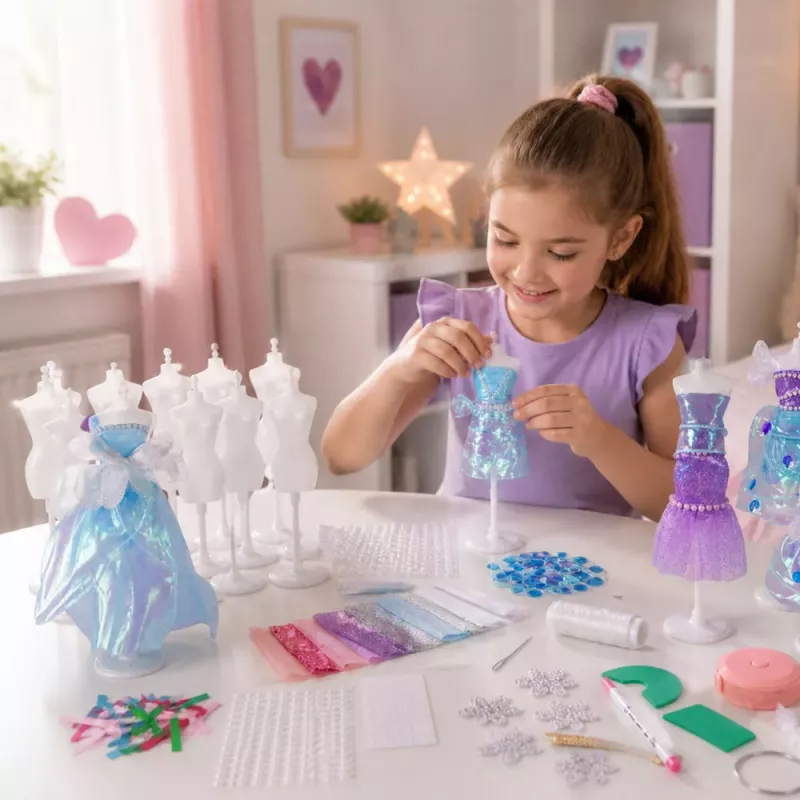LEAN TOYS DIY Zestaw do szycia sukienek dla lalek Mały Projektant Mody 143 szt.