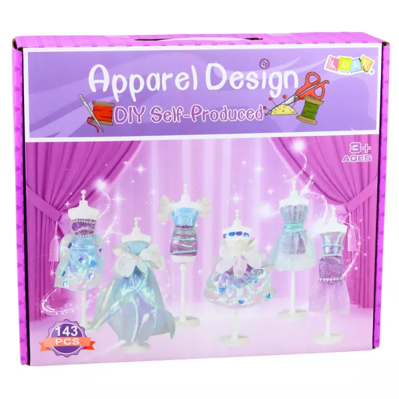 LEAN TOYS DIY Zestaw do szycia sukienek dla lalek Mały Projektant Mody 143 szt.