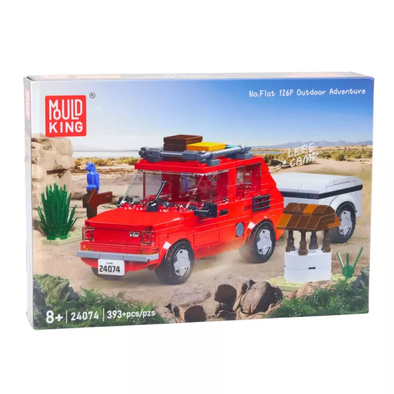LEAN TOYS Zestaw Klocków Konstrukcyjnych Samochód Fiat 126 Maluch z Przyczepą 393 szt.