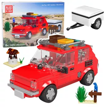 LEAN TOYS Zestaw Klocków Konstrukcyjnych Samochód Fiat 126 Maluch z Przyczepą 393 szt.