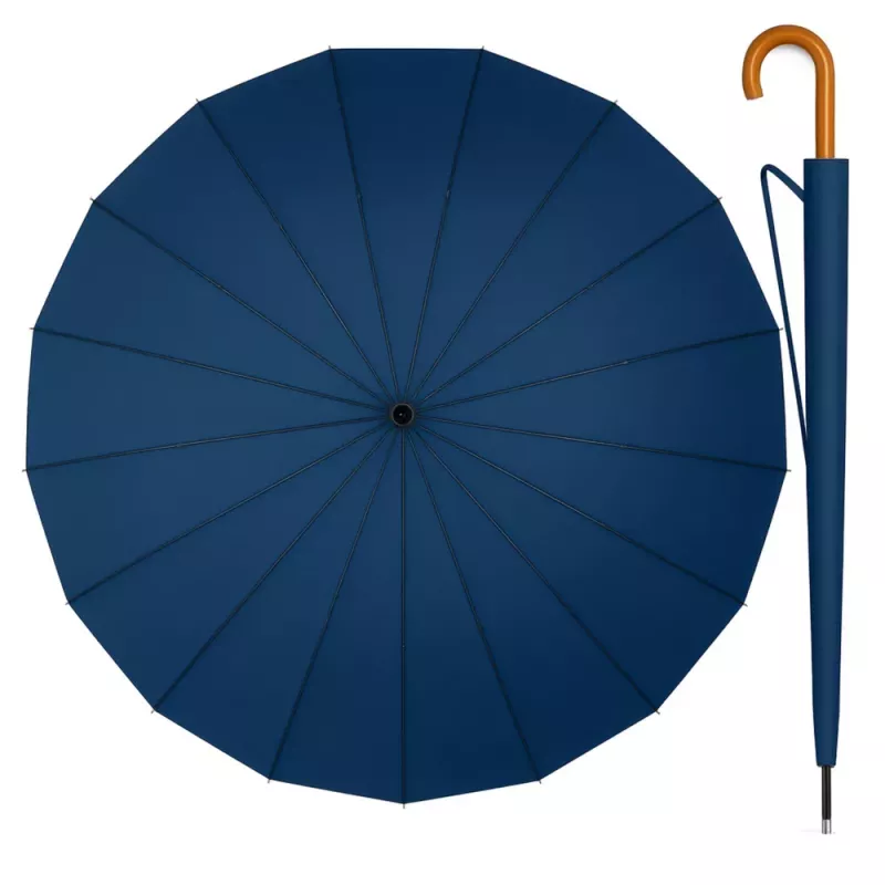 LEAN Duża automatyczna parasolka z pokrowcem na ramię 24 żebra granatowa 115 cm