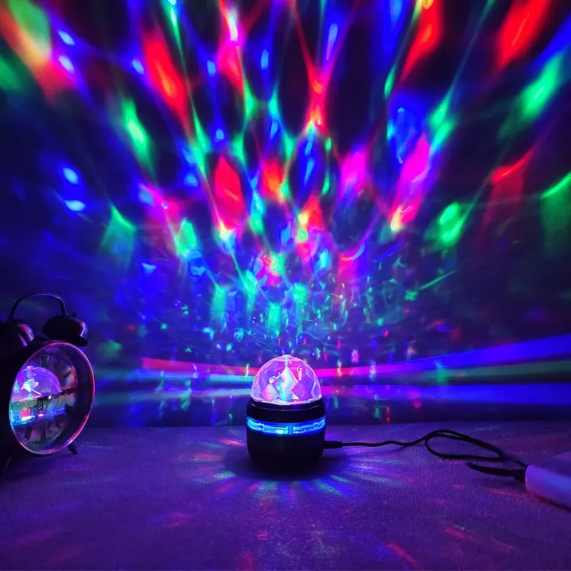 Lampa Nocna Projektor Kula LEAN z Kolorowymi Diodami LED 360° Pilot