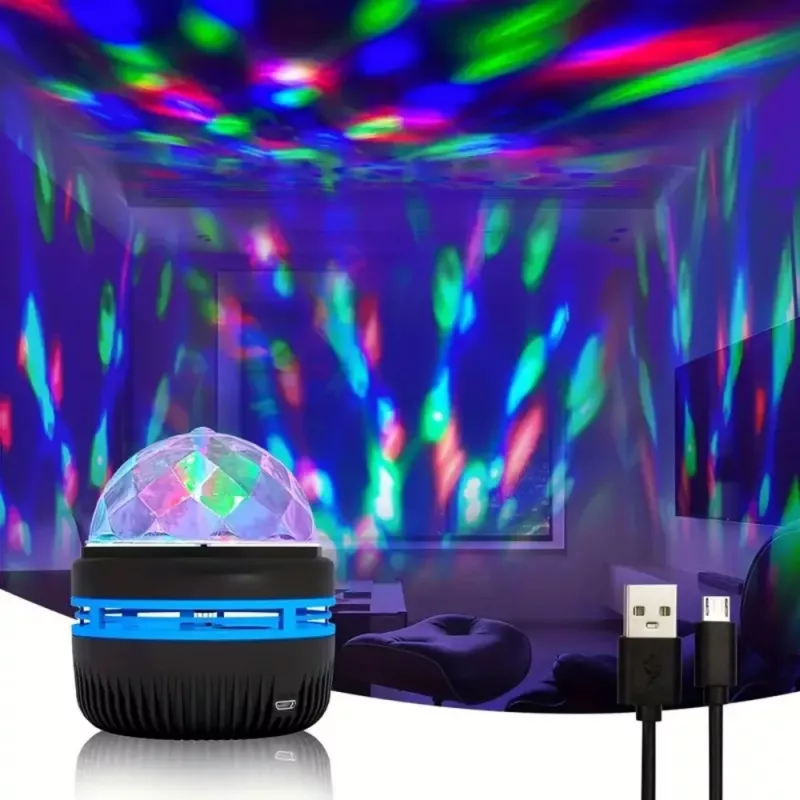 Lampa Nocna Projektor Kula LEAN z Kolorowymi Diodami LED 360° Pilot