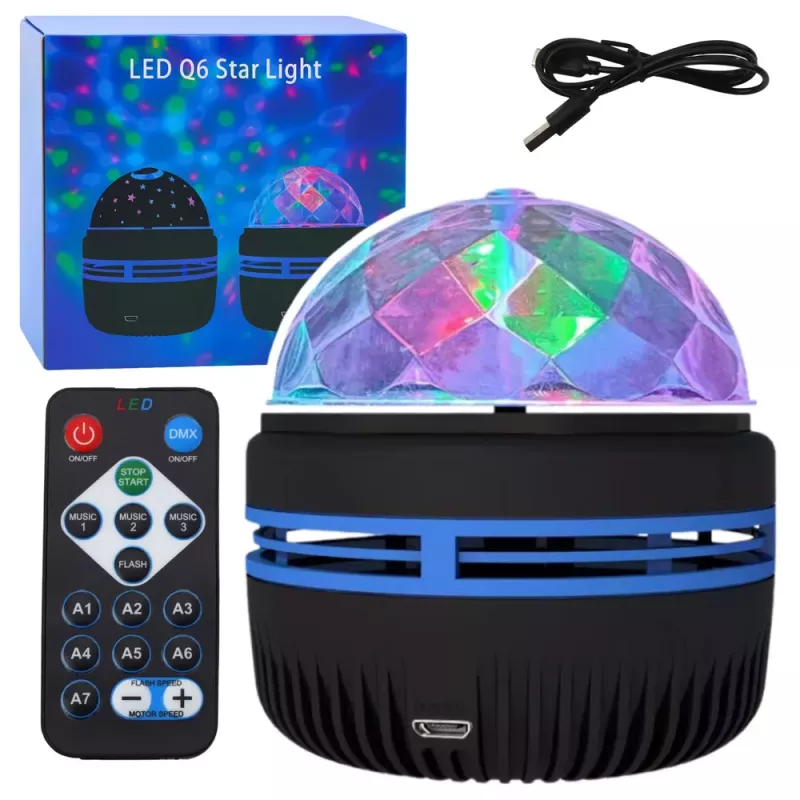 Lampa Nocna Projektor Kula LEAN z Kolorowymi Diodami LED 360° Pilot