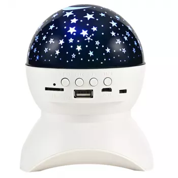 LEAN Night Light Star Projector 3-in-1 Bluetooth LED Speaker Biały