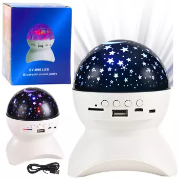 LEAN Night Light Star Projector 3-in-1 Bluetooth LED Speaker Biały