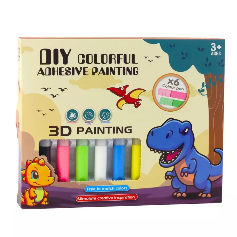 LEAN TOYS DIY Creative Set Stained Glass Keychains Dinosaurs Markers 6 pcs.