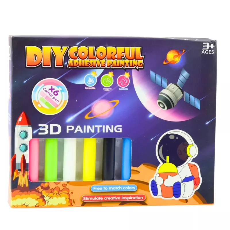LEAN TOYS 3D DIY Zestaw do Malowania Kosmosu - 12 Zawieszek, 6 Farb, Akryl, Gips, Wiek 6+