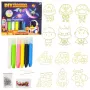 LEAN TOYS 3D DIY Zestaw do Malowania Kosmosu - 12 Zawieszek, 6 Farb, Akryl, Gips, Wiek 6+