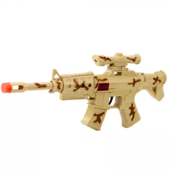 LEAN TOYS Zestaw Karabinu Wojskowego z Akcesoriami Dźwięk Strzału Piaskowy
