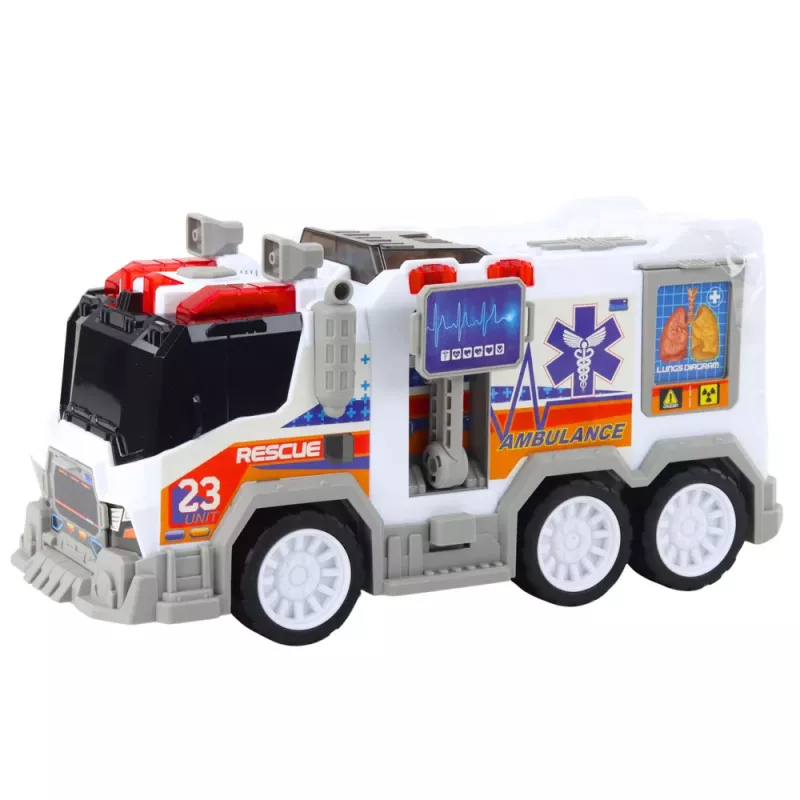 LEAN TOYS Ambulance City Ambulance Medical Vehicle z napędem, światłami i dźwiękami