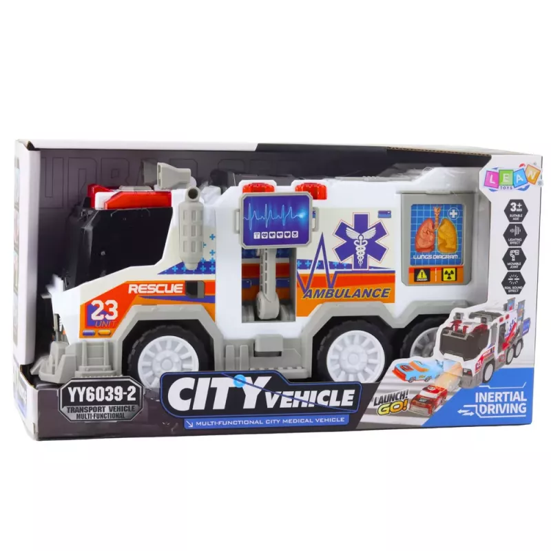 LEAN TOYS Ambulance City Ambulance Medical Vehicle z napędem, światłami i dźwiękami