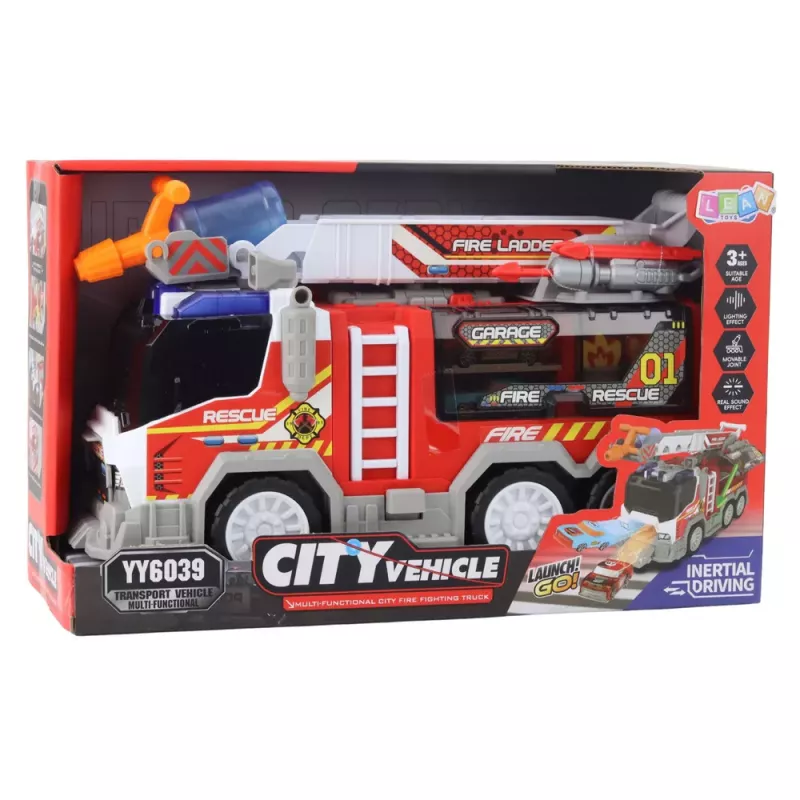 LEAN TOYS Wóz Strażacki Straż Pożarna Napęd Ruchome Elementy Światła Dźwięki