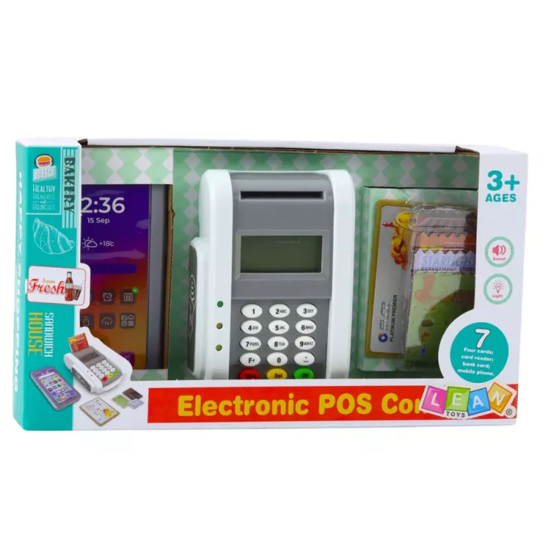 LEAN TOYS Zestaw Sklepowy Terminal Płatniczy Telefon Karta Światła Dźwięki