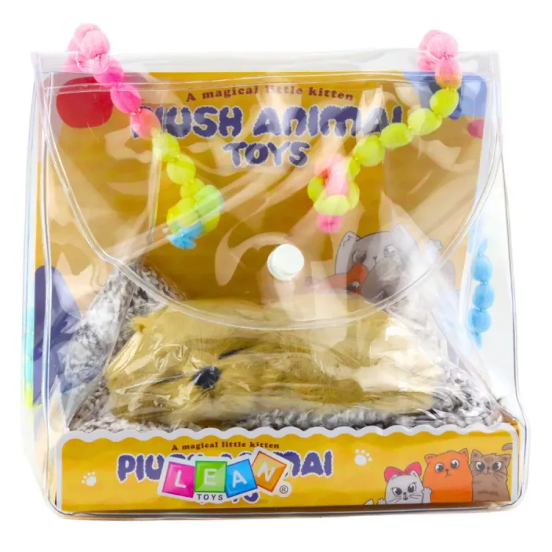 LEAN TOYS Śpiący Labrador na Poduszce Figurka z Futrem Przezroczysta Torba Dźwięki